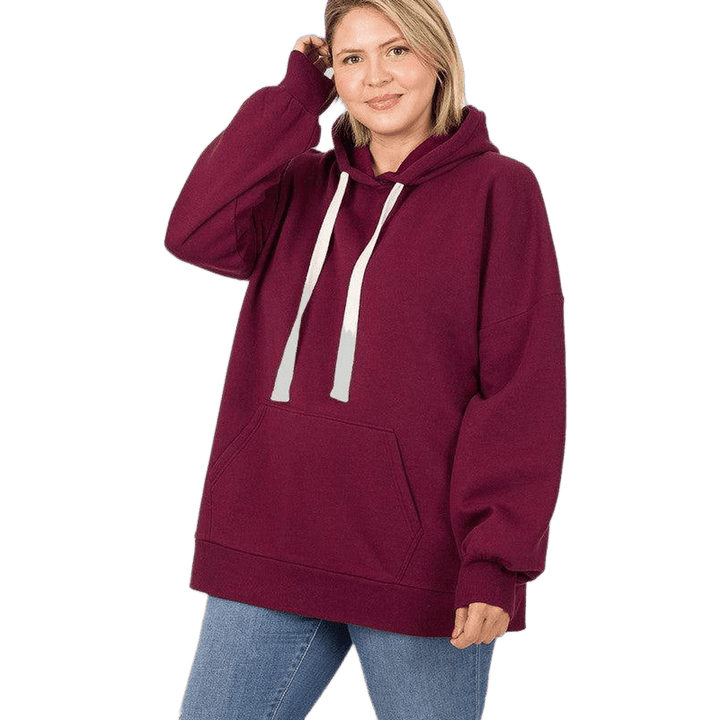 Zenana Plus Loose Fit Pullover Hoodie Hoodies