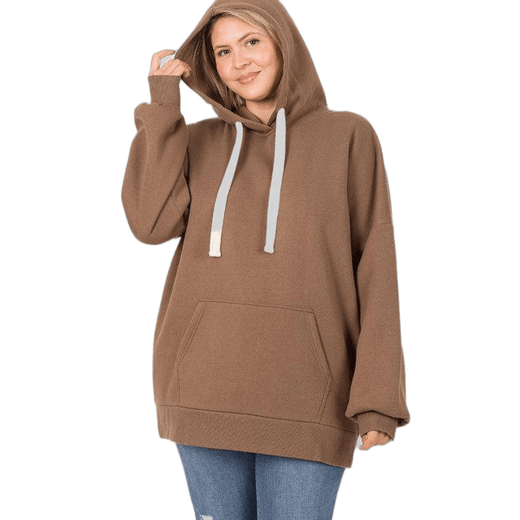 Zenana Plus Loose Fit Pullover Hoodie MOCHA 3X Hoodies