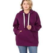 Zenana Plus Loose Fit Pullover Hoodie DK PLUM 1X Hoodies