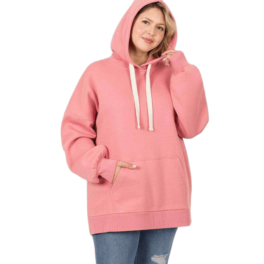 Zenana Plus Loose Fit Pullover Hoodie Hoodies