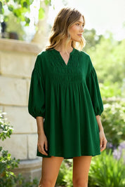 Green with Envy Crepe Smocked Dress | Daverri Fashions