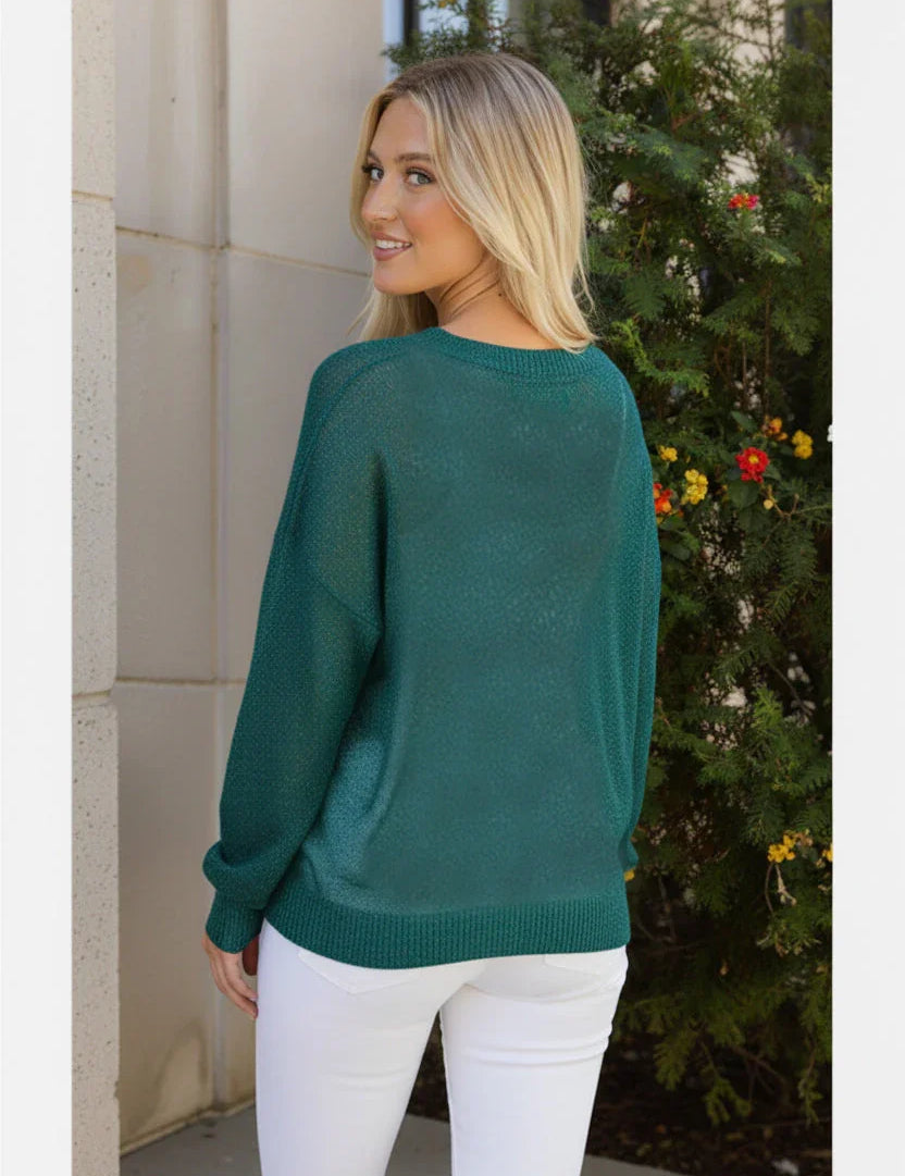 Holiday Shimmers Green Sequins Sweater | Daverri Fashions