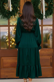 Goddess Grove Green Satin Maxi Dress | Daverri Fashions