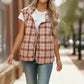 Pretty in Plaid Quilted Puffer Vest - DAVERRI FASHIONS