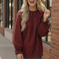Haptics Womens Red Buffalo Checkered Smocked Blouse