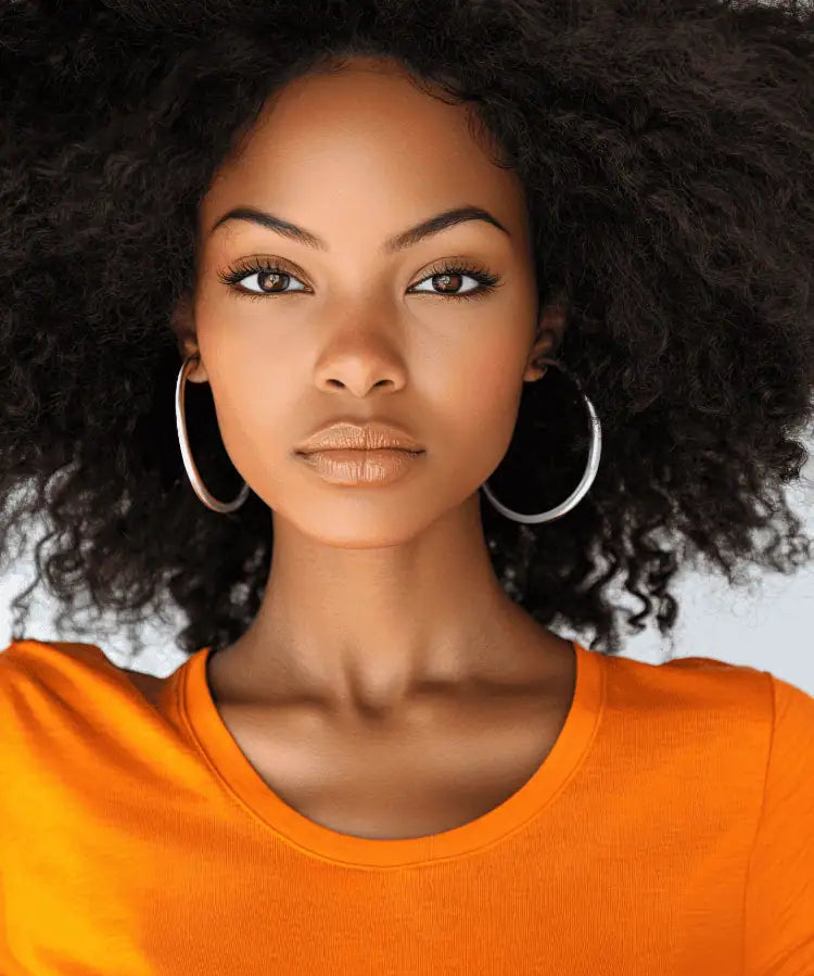 Silver hoop earrings with a shiny finish.