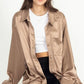 Oversized button-down satin shirt Shirts & Tops