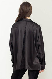 Oversized button-down satin shirt Shirts & Tops