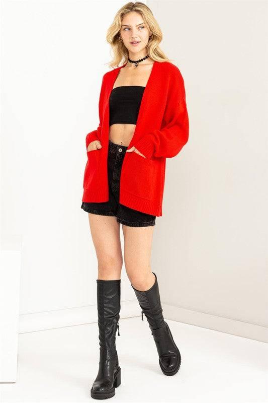 Long Sleeve Open Front Oversized Cardigan Cardigans