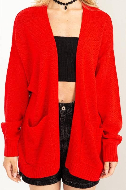 Long Sleeve Open Front Oversized Cardigan Cardigans