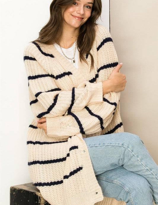 Oversized striped sweater cardigan Cardigans