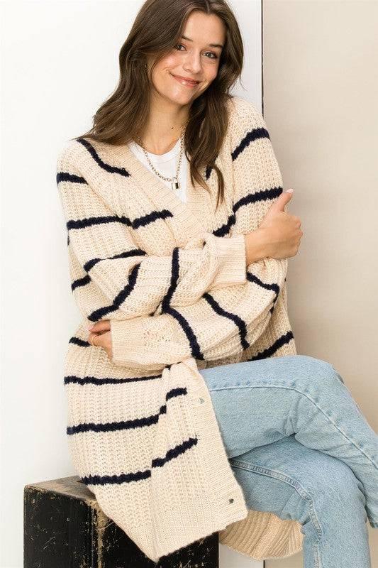 Oversized striped sweater cardigan Cardigans