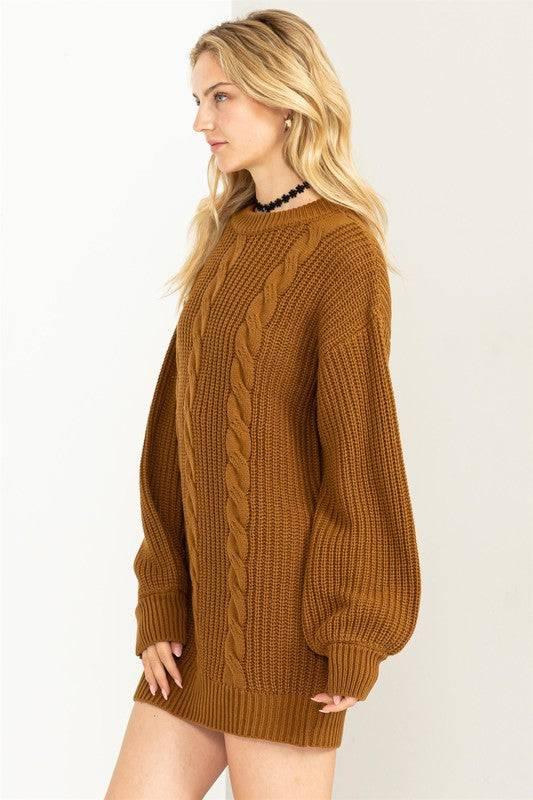 Cable Knit Mini Sweater Dress Sweater Dresses