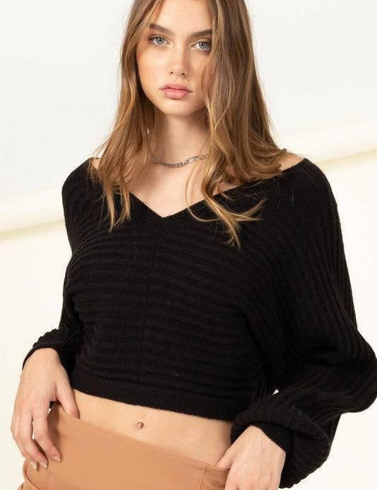 Open back cropped sweater BLACK Sweaters