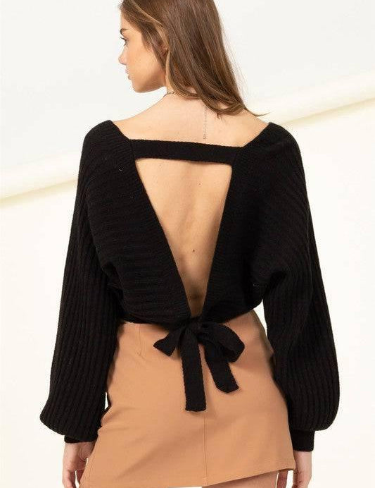 Open back cropped sweater Sweaters