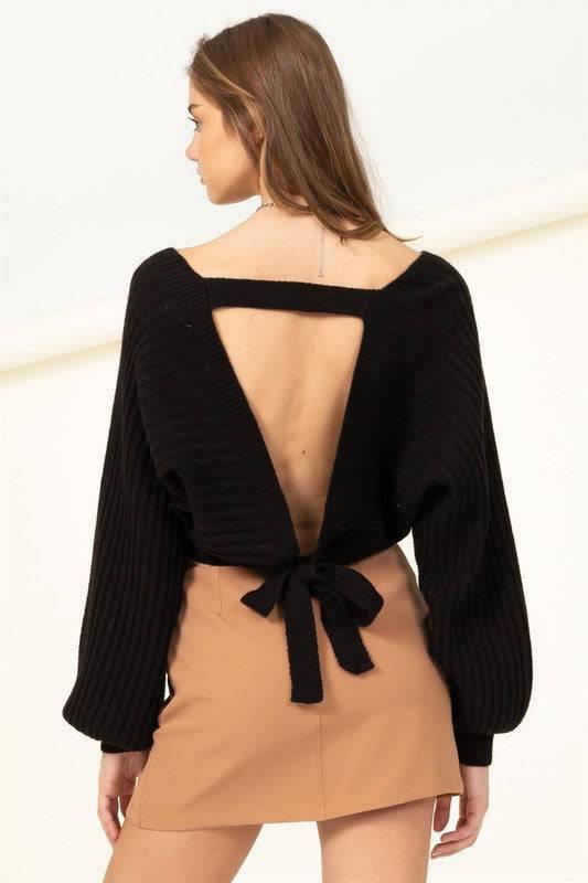 Open back cropped sweater Sweaters