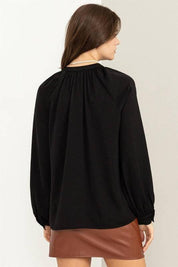 Front ruffle long sleeve blouse Shirts & Tops