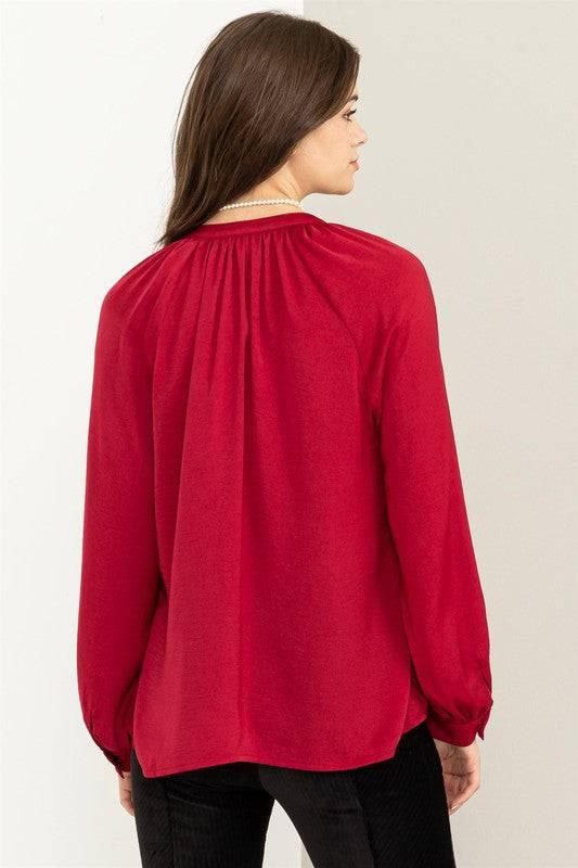 Front ruffle long sleeve blouse Shirts & Tops