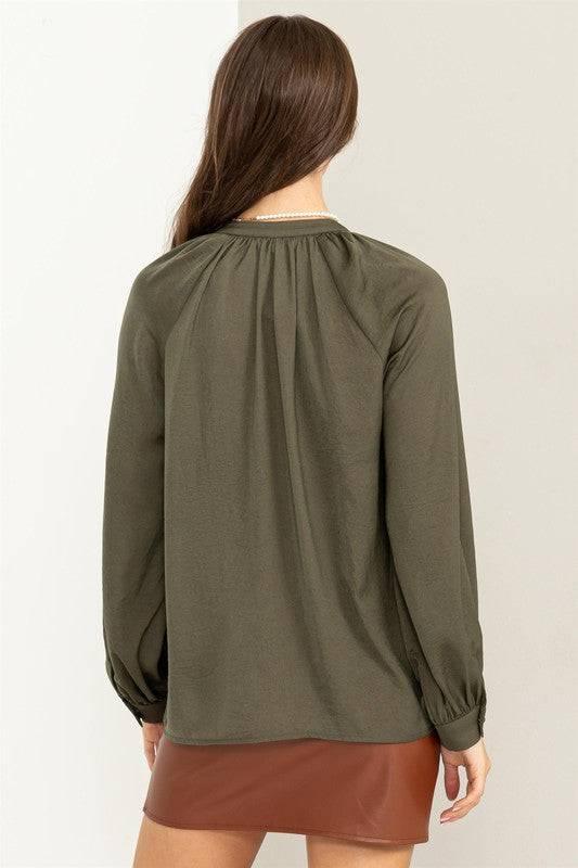 Front ruffle long sleeve blouse Shirts & Tops