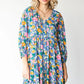 Boho Vibes Cotton Floral Button Down 3/4 Sleeve Tiered Dress - DAVERRI FASHIONS