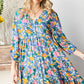 Boho Vibes Cotton Floral Button Down 3/4 Sleeve Tiered Dress - DAVERRI FASHIONS