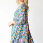 Boho Vibes Cotton Floral Button Down 3/4 Sleeve Tiered Dress - DAVERRI FASHIONS
