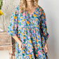 Boho Vibes Cotton Floral Button Down 3/4 Sleeve Tiered Dress - DAVERRI FASHIONS