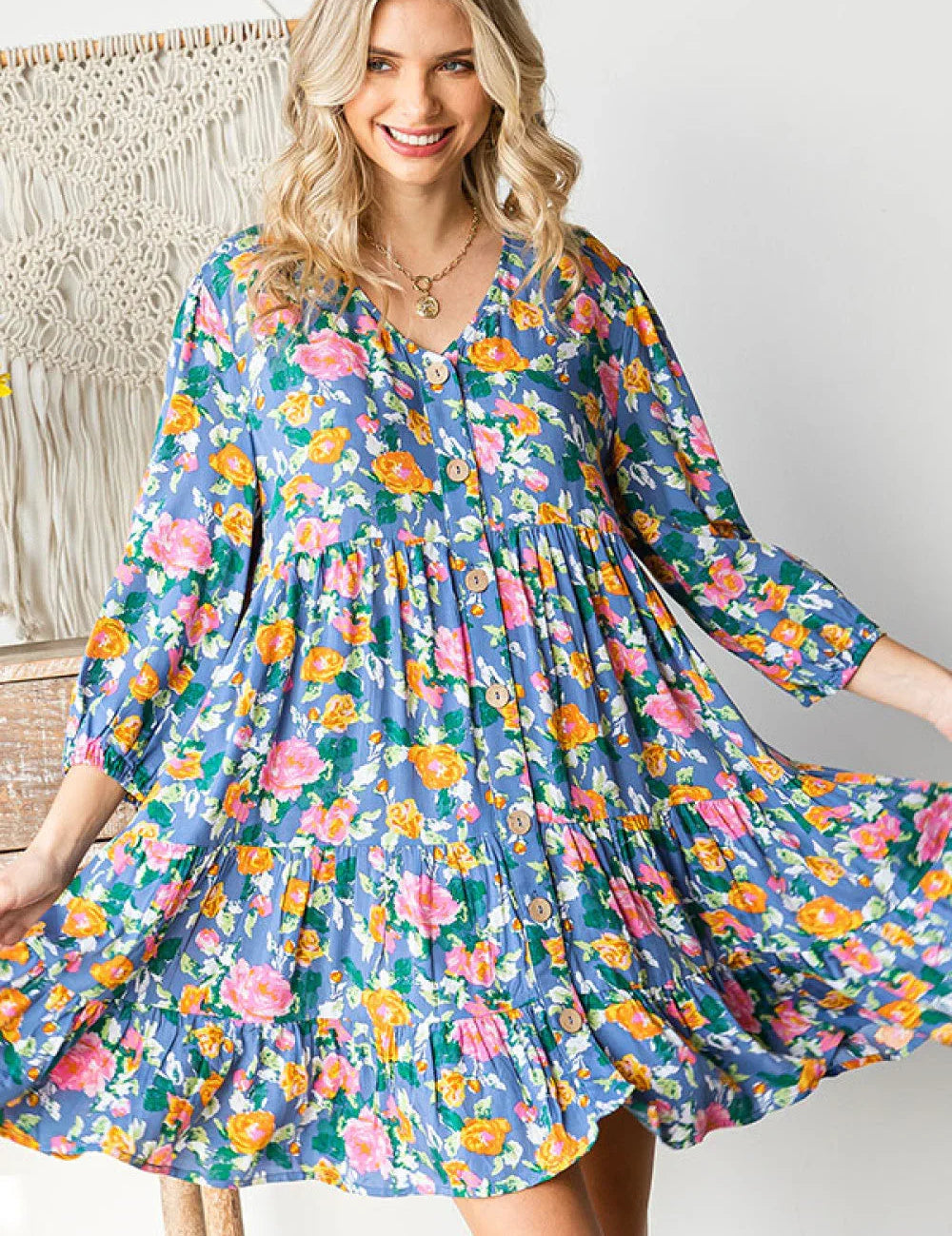 4 Sleeve Tiered Dress | Daverri Fashions