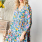 Boho Vibes Cotton Floral Button Down 3/4 Sleeve Tiered Dress - DAVERRI FASHIONS