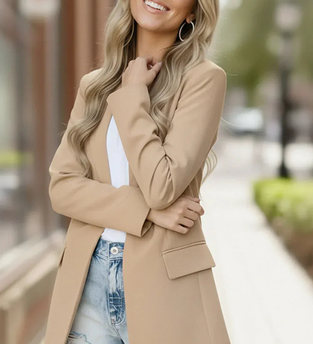 City Chic Taupe Blazer - DAVERRI FASHIONS