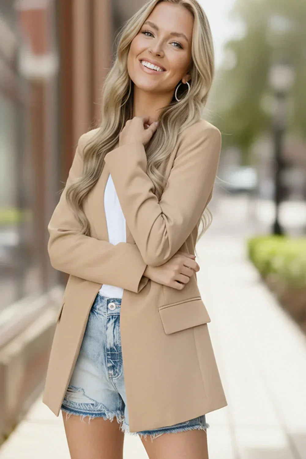 City Chic Taupe Blazer - DAVERRI FASHIONS