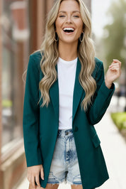 City Chic Green Blazer with White Shirt and Denim Shorts