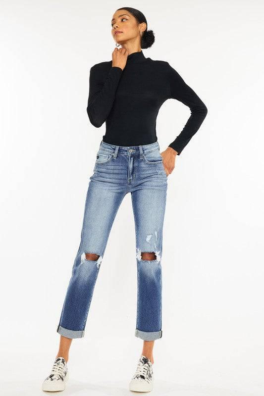 Kancan Women's High rise straight denim jeans Jeans