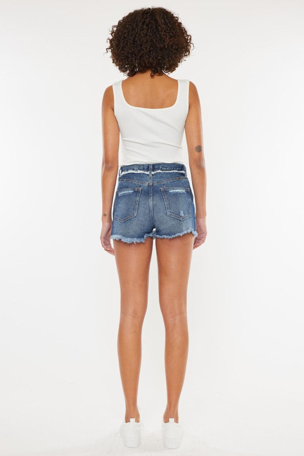 Kancan Distressed Button Fly Denim Shorts Shorts