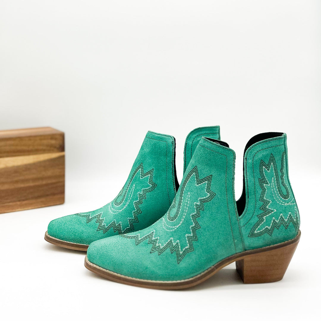 Kickin' Booties in Turquoise Suede Shoes