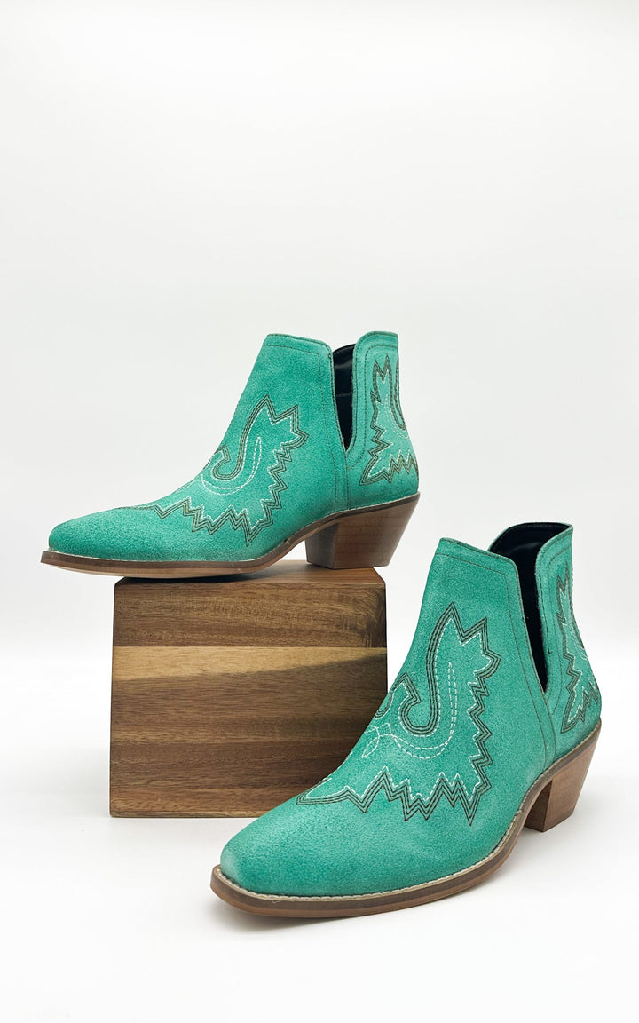 Kickin' Booties in Turquoise Suede Shoes