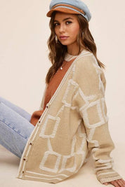 La Miel Dropped Shoulder Button Down Cardigan Cardigans