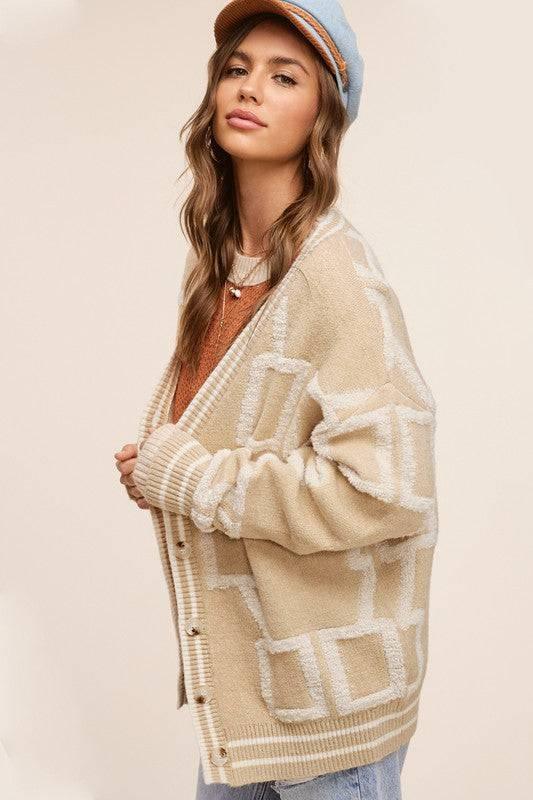 La Miel Dropped Shoulder Button Down Cardigan Cardigans