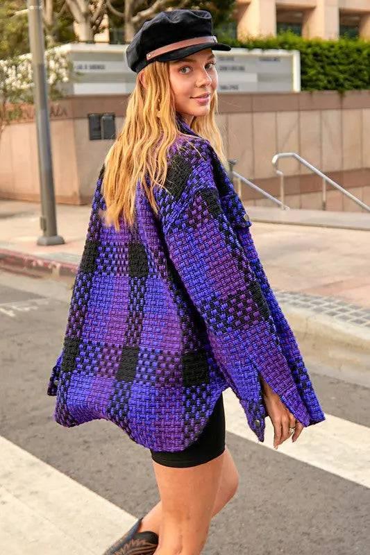 Lamiel Checkered Jacket VIOLET COMBO Coats & Jackets