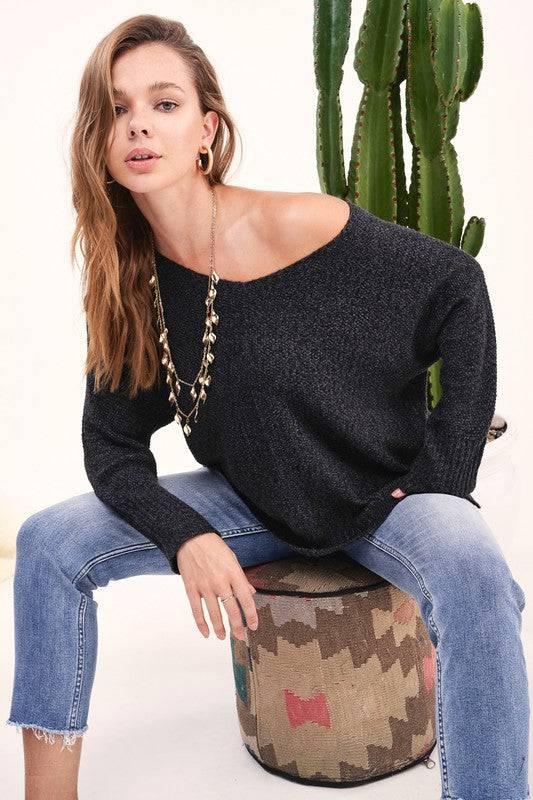 Relaxed fit hi low sweater BLACK M Sweaters