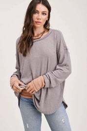 La miel long sleeved waffle top Shirts & Tops