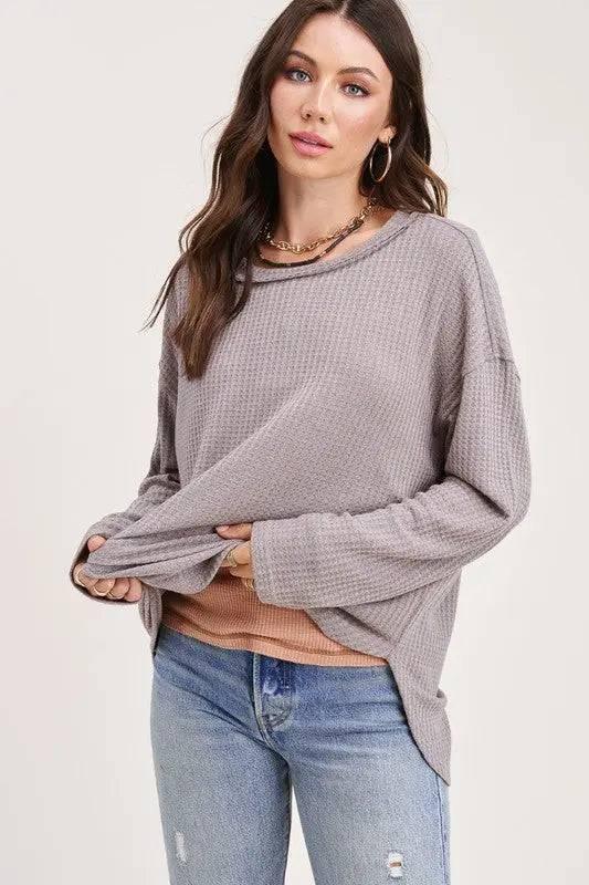 La miel long sleeved waffle top Shirts & Tops