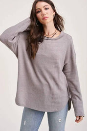 La miel long sleeved waffle top Shirts & Tops