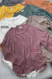 La miel long sleeved waffle top Shirts & Tops