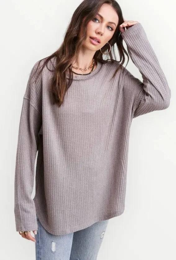 La miel long sleeved waffle top Shirts & Tops