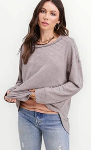 La miel long sleeved waffle top Shirts & Tops