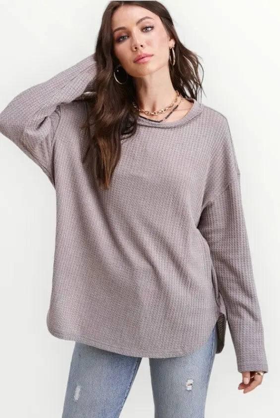 La miel long sleeved waffle top Shirts & Tops