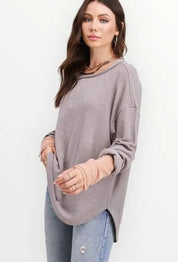 La miel long sleeved waffle top Shirts & Tops