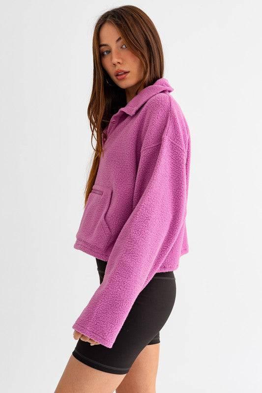 Pocket Detail Boxy Fleece Pullover Sweater Sweaters