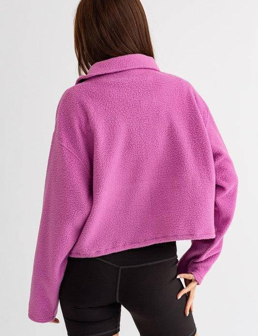 Pocket Detail Boxy Fleece Pullover Sweater Sweaters